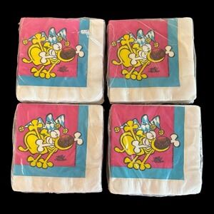 Vintage Beverage Napkins Gibson‎ Grimmy The Dog Jester Sealed New Cartoon RARE